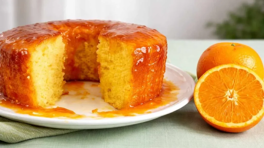 Bolo de laranja com calda