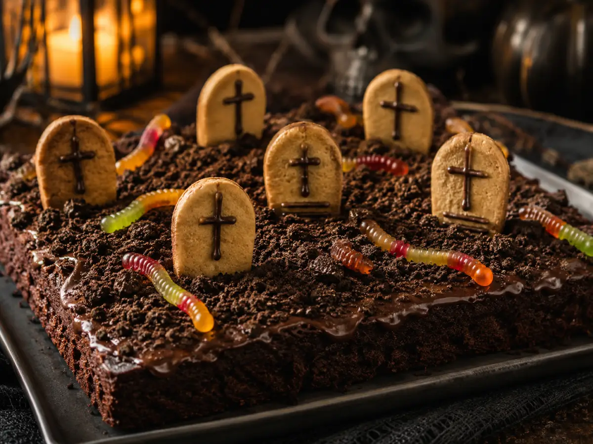Brownie Cemitério de Halloween fácil e divertido