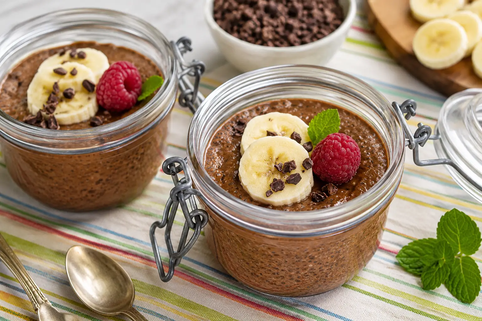 Pudim de chia com cacau e banana